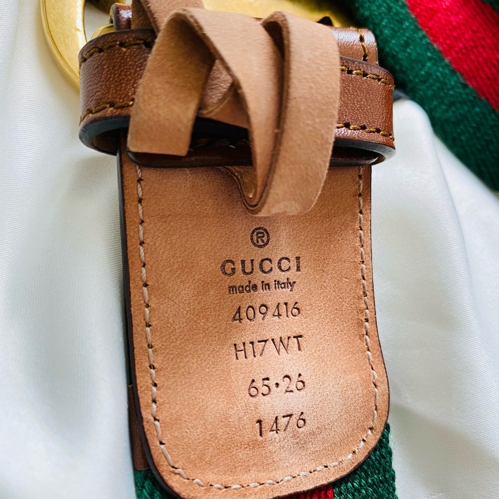 Pre-owned Leather and canvas GG Belt 31 inches